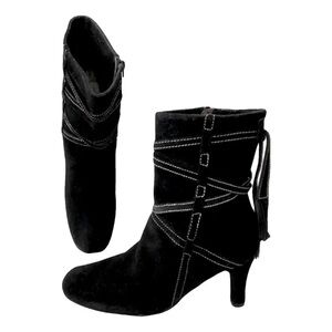 True Meaning Black Heeled Boots with Tassel Detail